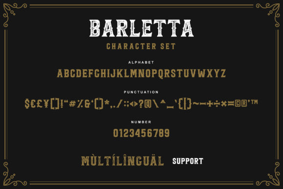Пример шрифта Barletta Stamp